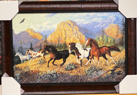 Terry Doughty Free at Last Wild Horse Art Print  Framed 25.5 x 17.5