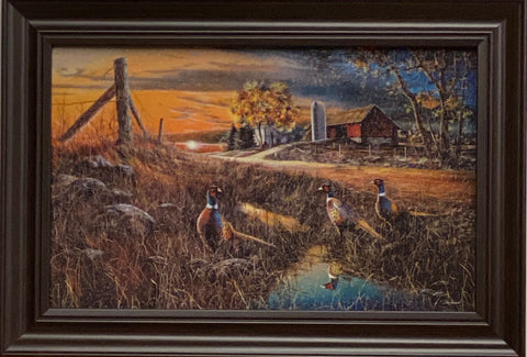 Jim Hansel Roadside Pheasant  Farm Decorator Art Print-Framed   14.5" x 10.5