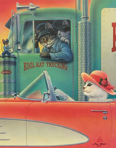 Highway Flirtation by Don Roth  The Kool-Kat Kollection  With cert #4/650  Image 13.75x11