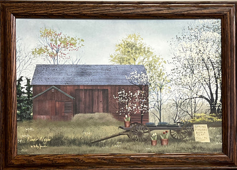 Billy Jacobs Flower Wagon Farm Garden Print-Framed 20.5 x 14.5