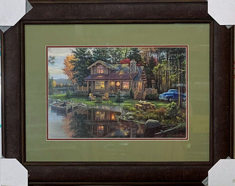 Kim Norlien Peace Like a River Cabin Lake Print-Framed  27 x 21