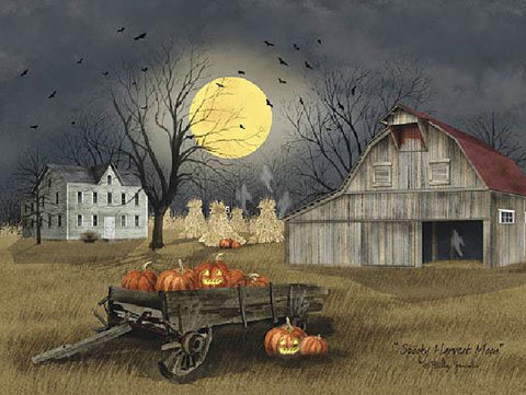 Billy Jacobs Halloween Art Print Spooky Harvest Moon (16x12)