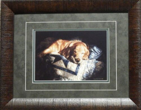 Sueellen Ross Snooze Yellow Lab Dog Art Print-Framed 19 x 15