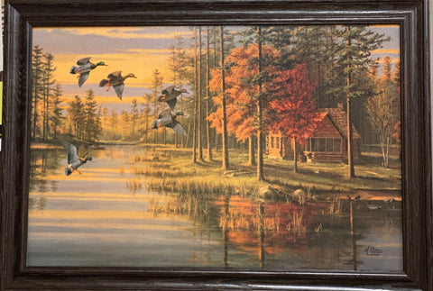 Mary Pettis Autumn Glow Duck Cabin Art Print-Framed Wood 33 x 23