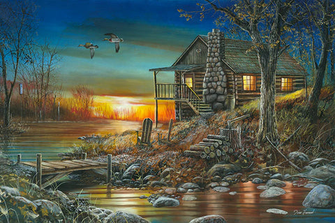 Jim Hansel Living the Dream Cabin Duck S/N Art Print-28 x 19