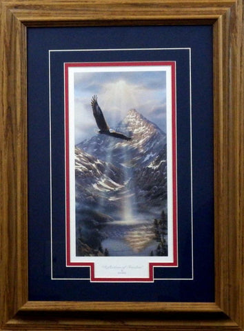 Rick Kelley "Reflections of Freedom" Eagle Mountain Patriotic Art Print-Framed 14" x 19"