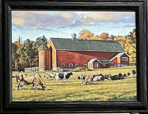 Bonnie Mohr Autumn Splendor Holestein Cows Farm Art Print-18.5 x 14.5