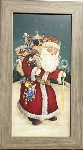 Cat Bachman The Magic of Old Santa Christmas Art Print- Framed 13.5 x 23.5
