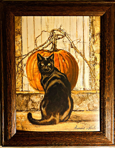 Bonnie Mohr Black Cat Decorator Art Print-Framed (Wood) 11.5 x 14.5
