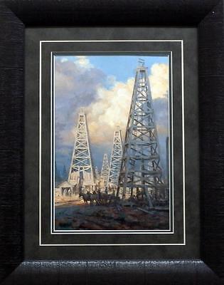 Andy Thomas Black Gold Oil Drilling Print-Framed Premade 19 x 15