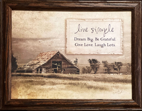 Jeniffer Pugh Live Simply Farm Inspirational Art Print-Framed 18.5 x 14.5
