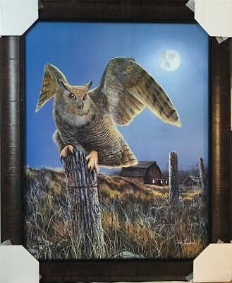 Jim Hansel Night Owl Farm Full Moon Art Print Framed 22 x 26