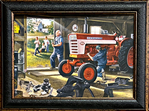 Charles Freitag Red Power Tractor Farm Art Print-Framed 12 x 9