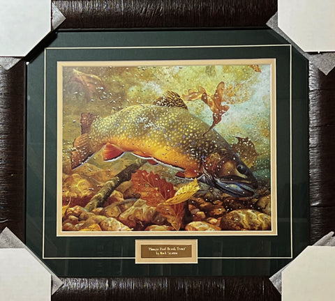 Mark Susinno Plunge Pool Brook Trout Framed Fishing Art Print 20 x 18