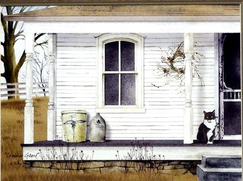 Billy Jacobs Standing Guard Cat Farm Paper Art Print 12 x 9