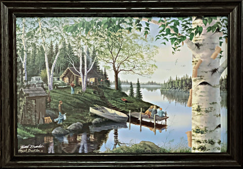 Mark Daehlin Opening Day Cabin Lake Fishing Art Print-Framed 33 x 23