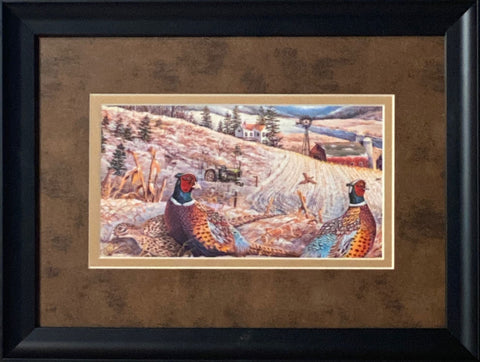 Ray Mertes Morning Glow Framed Pheasant Art Print (12.5x9.5)