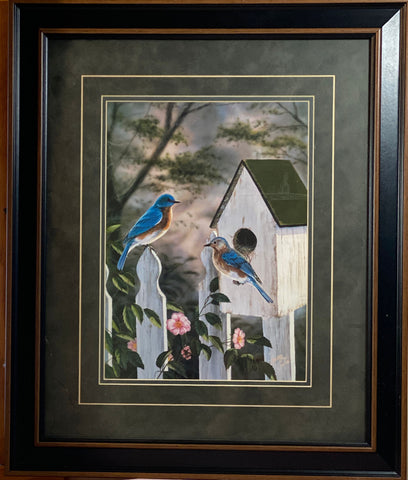 Rick Kelley Framed print-BLUEBIRDS  20.75 x 25
