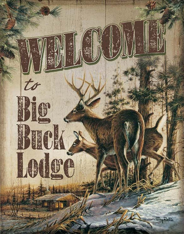 Terry Redlin Welcome to Big Buck Lodge Tin Sign