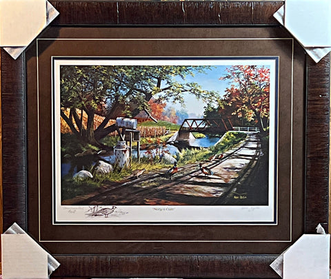 Ken Zylla Nary A Care Pheasant Farm Art Print -Framed 25 x 21