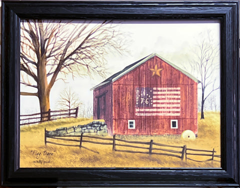 Billy Jacobs Flag Barn Patriotic Farm Art Print-Framed 18.5 x 14.5