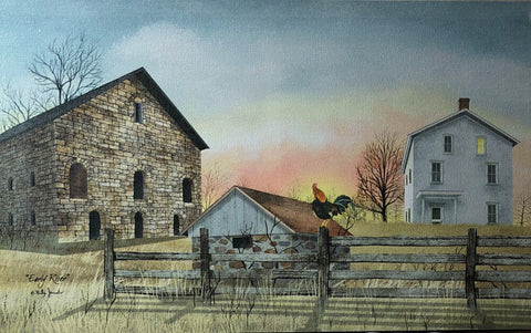 Billy Jacobs Early Riser Farm Rooster Wrap Lighted Canvas 20 x 12