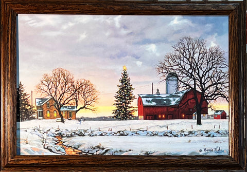Bonnie Mohr Morning Call Farm Christmas Tree Print 20.5 x 14.5