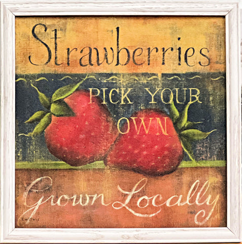 Kim Lewis Strawberries Garden Art Print-Framed 13 x 13