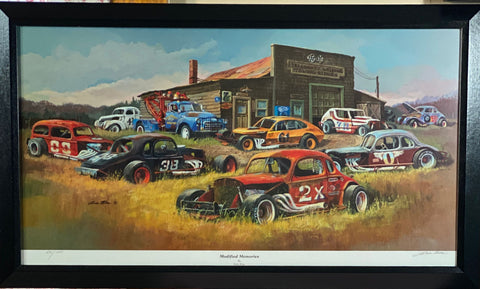 Dale Klee Modified Memories S/N Stock Car Art Print-Framed 31 x 18