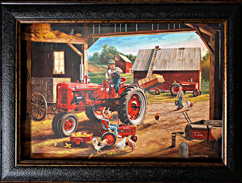 Charles Freitag Farmall Friends Decorator Farm Art Prlnt  Framed12 x 9