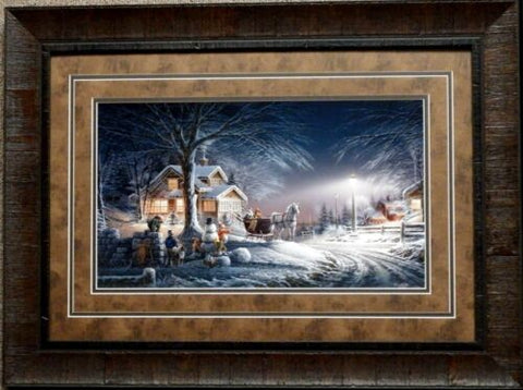 Terry Redlin Winter Wonderland Snowman Horse Children  Print-Framed