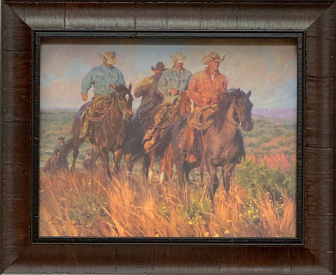 Bill Greene A cowboys commute Signed Horse Art Print Framed 18 x 15