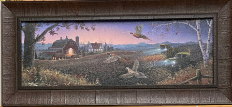 Mark Daehlin Evening Harvest Pheasant Art Print-Framed 23.5 x 13
