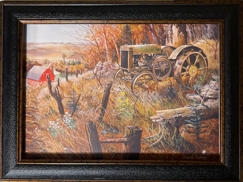 Charles Freitag Out to Pasture Deer Decorator Art Print-Framed 12 x 9