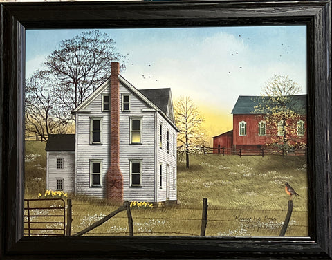 Billy Jacobs Morning has Broken Farm Robin Art Print-Framed 18.5 x 14.5