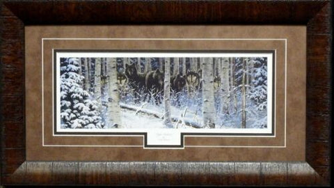 Derk Hansen Night Stalkers Wolves Print-Framed 23 x 13
