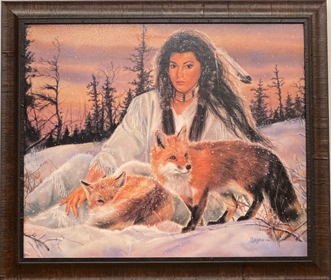 Maija Snowy Retreat Red Fox Art Print-Framed 28.5 x 23.5