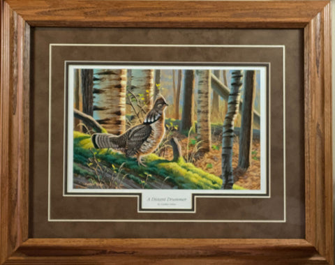 Cynthie Fisher framed Grouse Print-A DISTANT DRUMMER 21 x 17