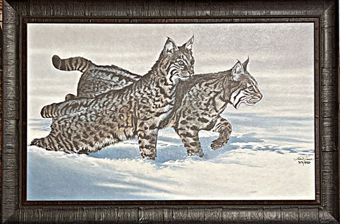 Phillip Crowe Snow Hunters Bobcat Art Print-34 x 23