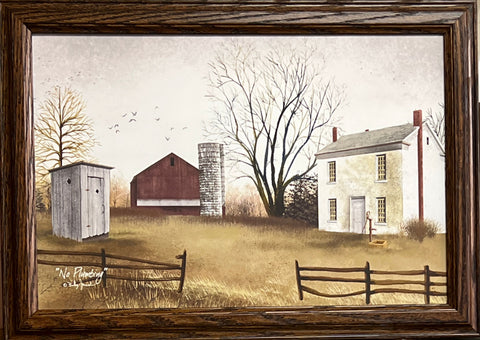 Billy Jacobs No Plumbing Farmhouse Out House Barn Art Print-Framed 20.5 x 14.5