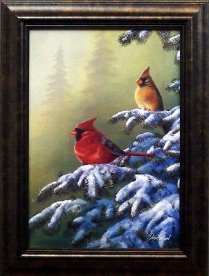 Jim Hansel Winter Refuge Cardinal Decorator  Art Print-Framed   10.5" x 14.5"