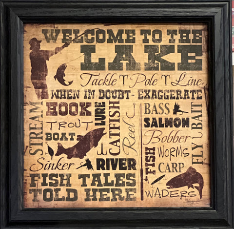 Welcome to the Lake Art Print-Framed 14.5 x 14.5