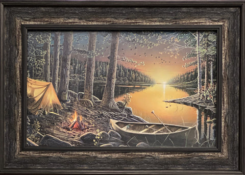 Erol Molnar Evening by the Lake Camping Art Print-Framed 27 x 19