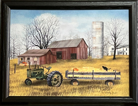 Billy Jacobs Hayride Farm Black Cat Fall Studion Canvas Framed 19 x 15
