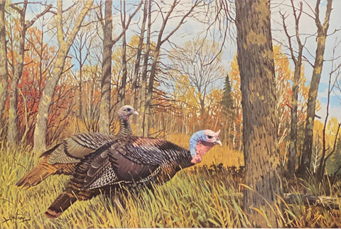 Lee LeBlanc Signed/Numbered Art Print A Noble Pair-Wild Turkeys (24"x16")