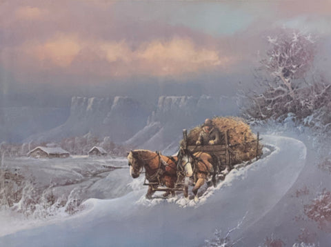 Ted Blaylock, South S/N Horse Snow Art Print (18.5x13.75)