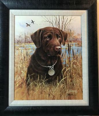 James Killen Chocolate Lab Canvas Style-Signed-Framed 19 x 22