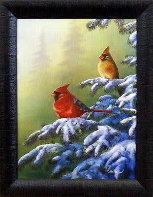 Jim Hansel " Winter Refuge" Cardinal  Studio Canvas- Framed