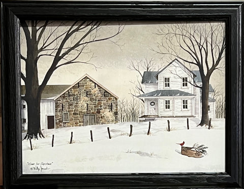 Billy Jacobs Nostalgic Christmas Art Print Framed Studio Canvas Home for Christmas (18.5x14.5)