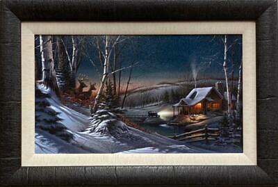 Terry Redlin Evening with Friends Deer Cabin Art Print-Framed 23 x 15.5